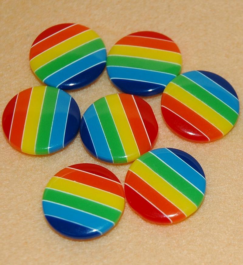 10顆,條紋縫紉鈕扣手工藝塑膠彩虹鈕釦